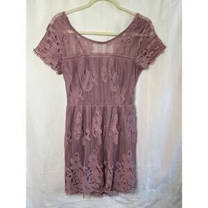Elegant Lace Mauve Dress